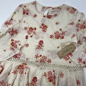 Denim & Supply Ralph Lauren Floral Bell Sleeve Peplum Blouse Cream Red Small NWT